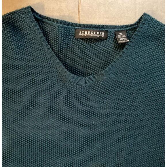 Vintage Structure Sweater Mens XL Blue Green Ramie/Cotton Oversized Relaxed Boxy - Picture 3 of 8